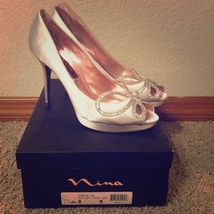 Nina Silver satin and Sequin Heel